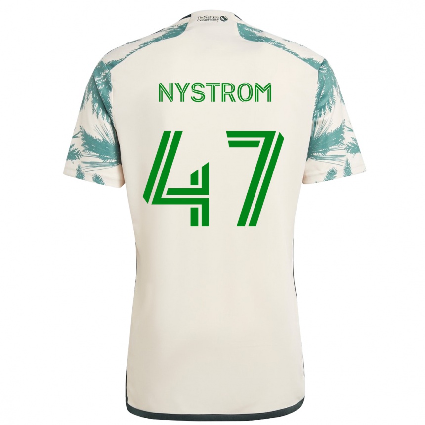 Kids Football Maximo Nystrom #47 Beige Brown Away Jersey 2024/25 T-Shirt Australia