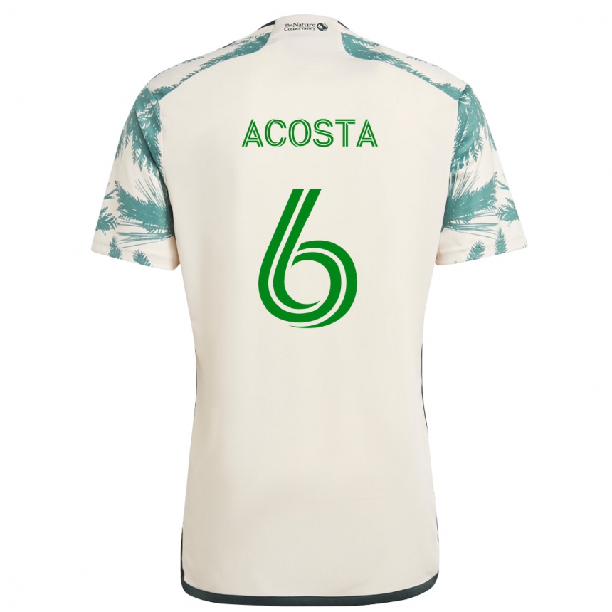 Kids Football Bryan Acosta #6 Beige Brown Away Jersey 2024/25 T-Shirt Australia