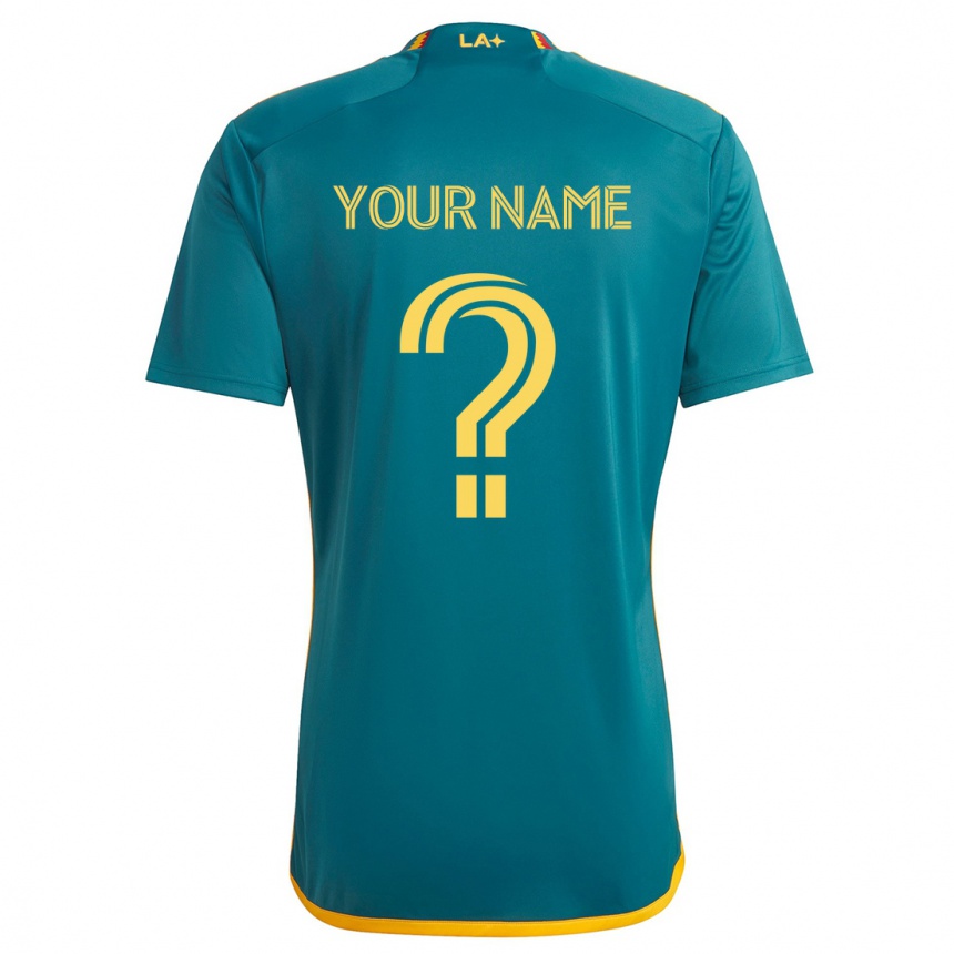 Kids Football Your Name #0 Green Yellow Away Jersey 2024/25 T-Shirt Australia