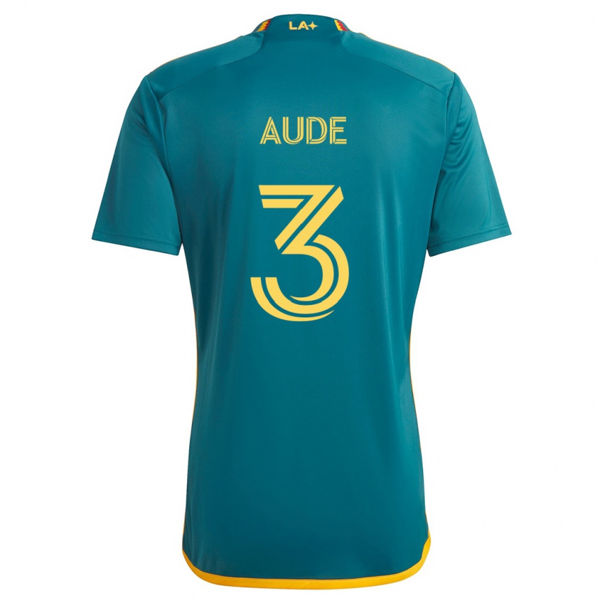 Kids Football Julián Aude #3 Green Yellow Away Jersey 2024/25 T-Shirt Australia