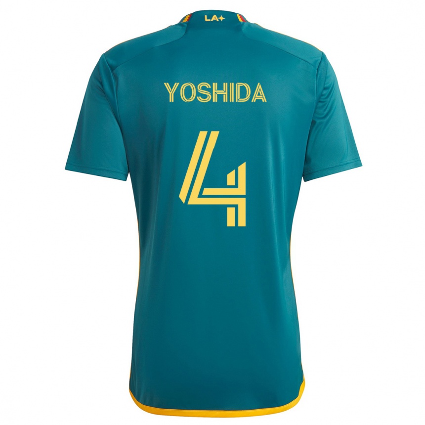 Kids Football Maya Yoshida #4 Green Yellow Away Jersey 2024/25 T-Shirt Australia