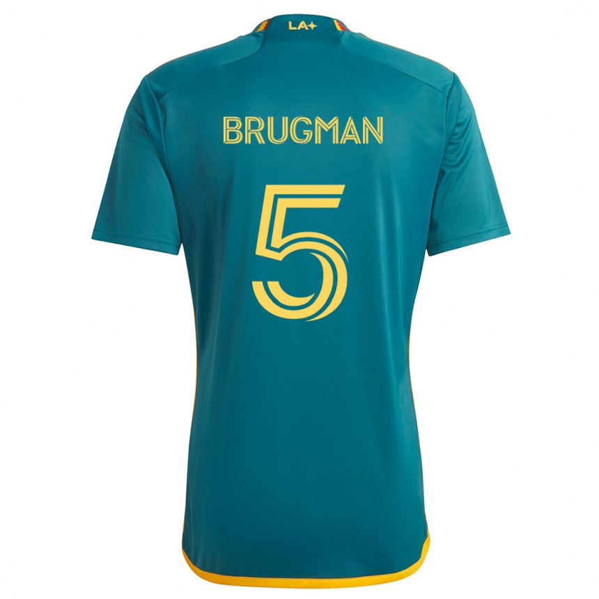 Kids Football Gastón Brugman #5 Green Yellow Away Jersey 2024/25 T-Shirt Australia