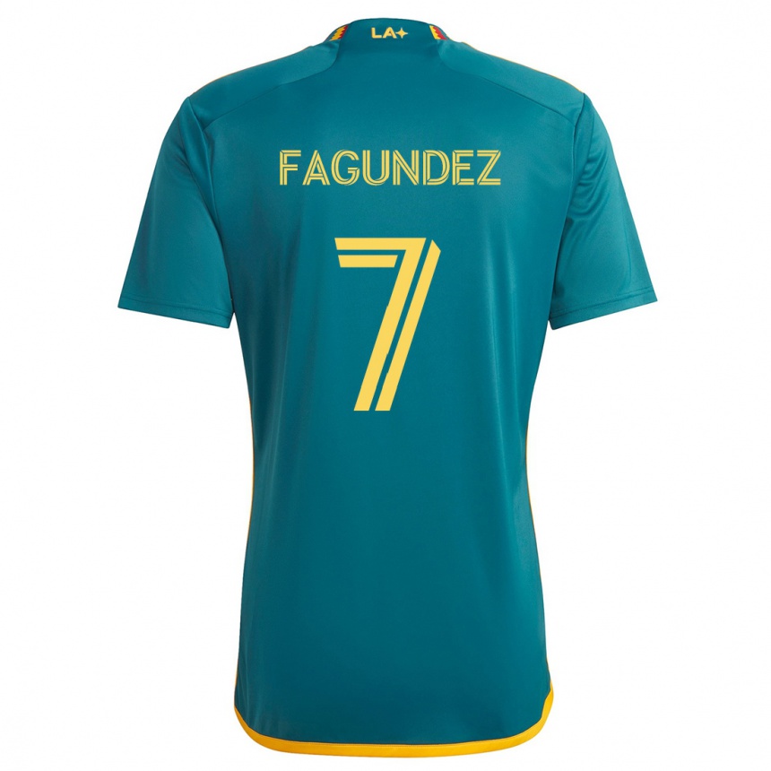 Kids Football Diego Fagúndez #7 Green Yellow Away Jersey 2024/25 T-Shirt Australia