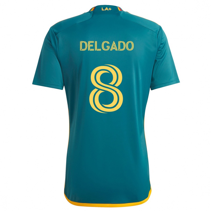 Kids Football Mark Delgado #8 Green Yellow Away Jersey 2024/25 T-Shirt Australia