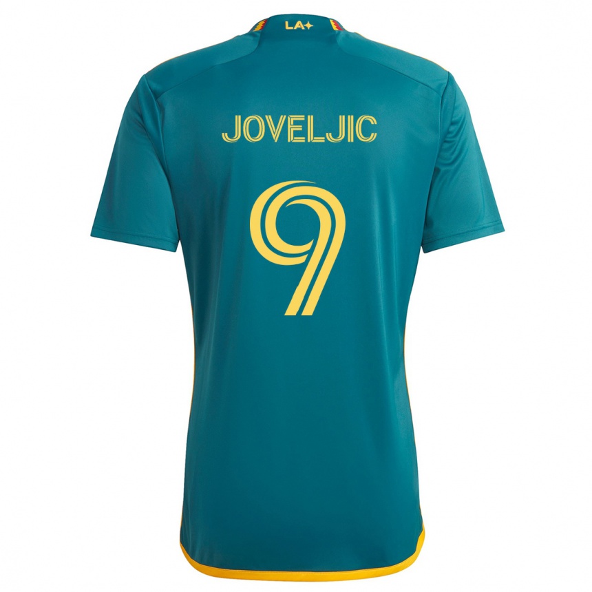 Kids Football Dejan Joveljic #9 Green Yellow Away Jersey 2024/25 T-Shirt Australia