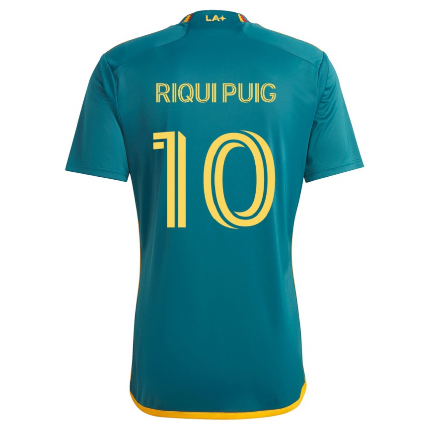 Kids Football Riqui Puig #10 Green Yellow Away Jersey 2024/25 T-Shirt Australia