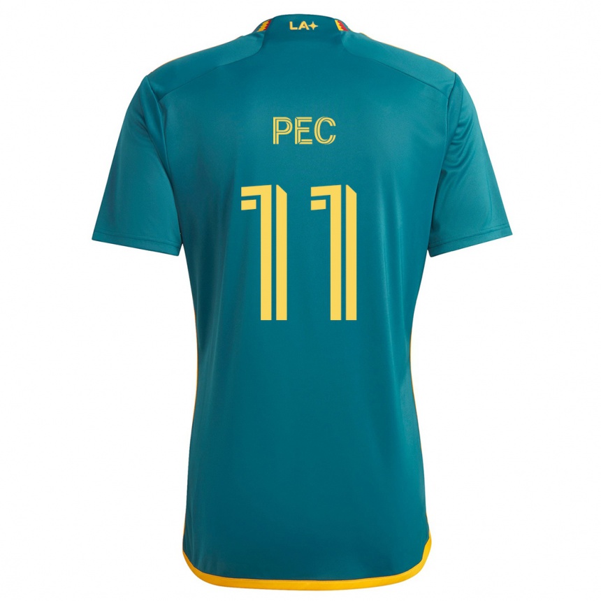 Kids Football Gabriel Pec #11 Green Yellow Away Jersey 2024/25 T-Shirt Australia