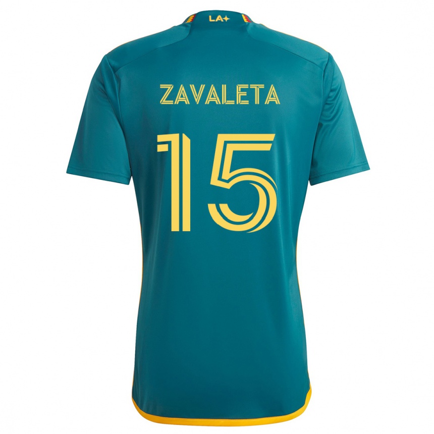 Kids Football Eriq Zavaleta #15 Green Yellow Away Jersey 2024/25 T-Shirt Australia