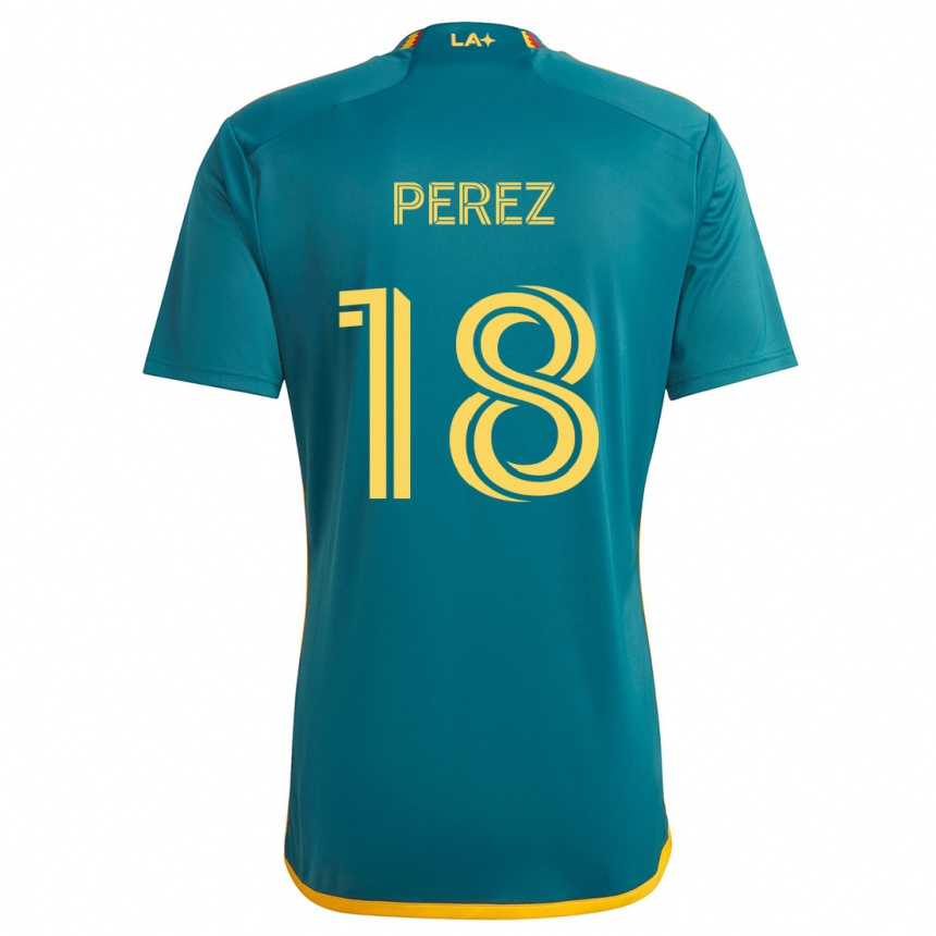 Kids Football Jonathan Pérez #18 Green Yellow Away Jersey 2024/25 T-Shirt Australia