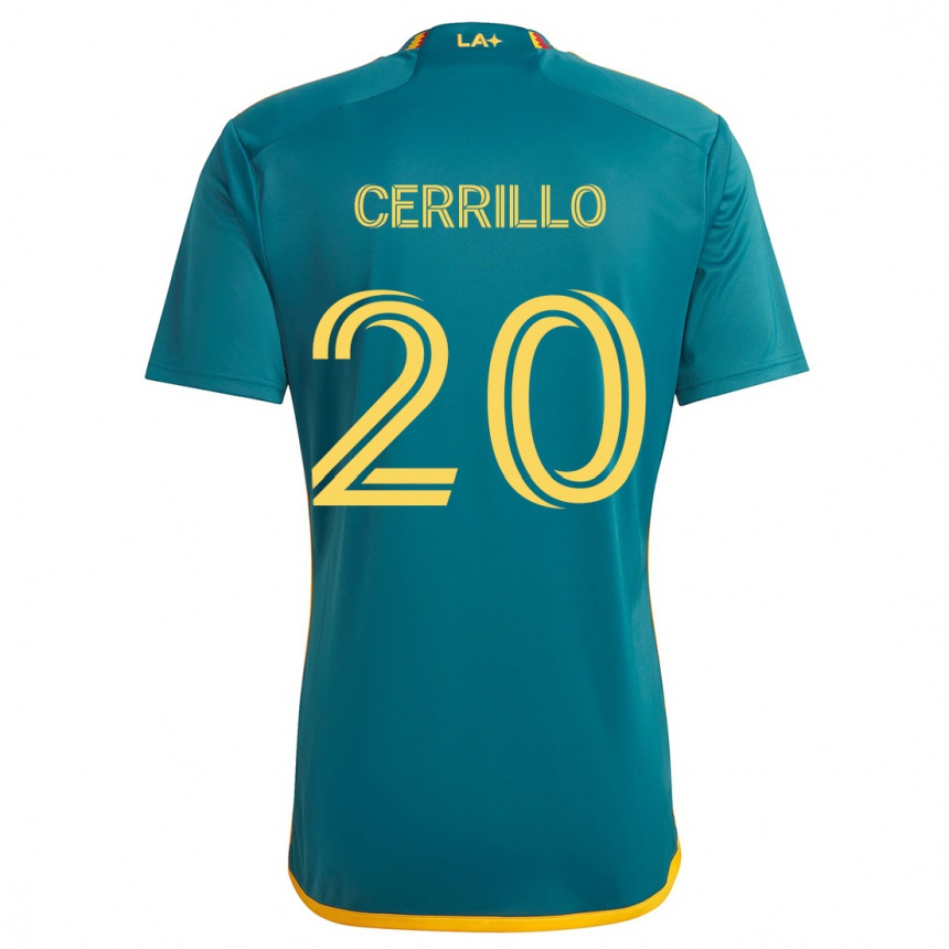 Kids Football Edwin Cerrillo #20 Green Yellow Away Jersey 2024/25 T-Shirt Australia