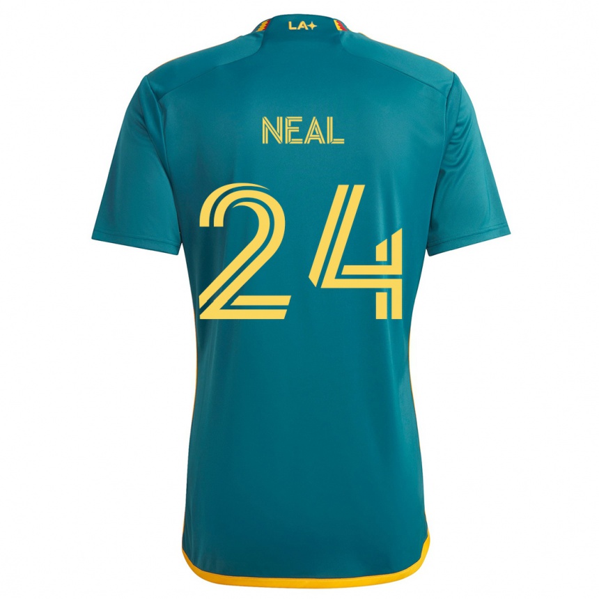 Kids Football Jalen Neal #24 Green Yellow Away Jersey 2024/25 T-Shirt Australia