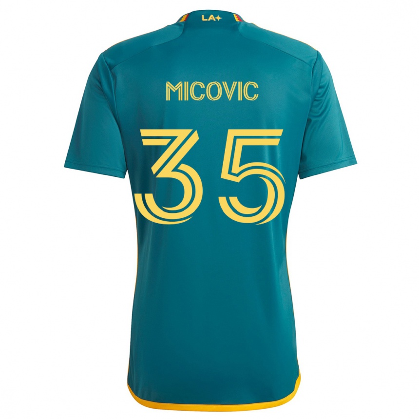 Kids Football Novak Micovic #35 Green Yellow Away Jersey 2024/25 T-Shirt Australia