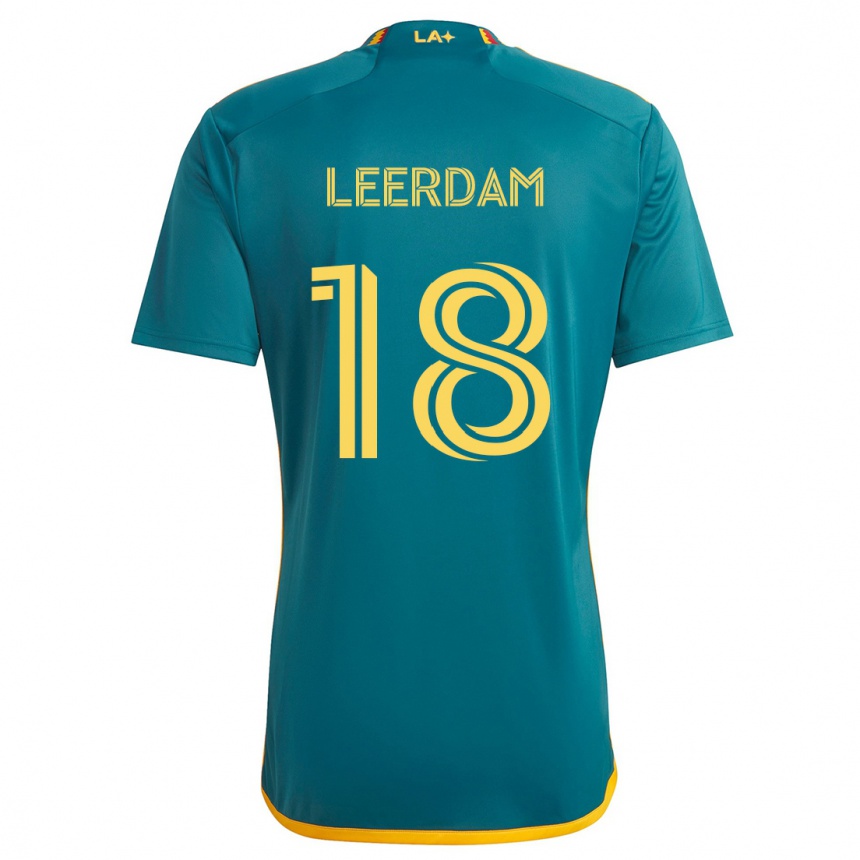 Kids Football Kelvin Leerdam #18 Green Yellow Away Jersey 2024/25 T-Shirt Australia