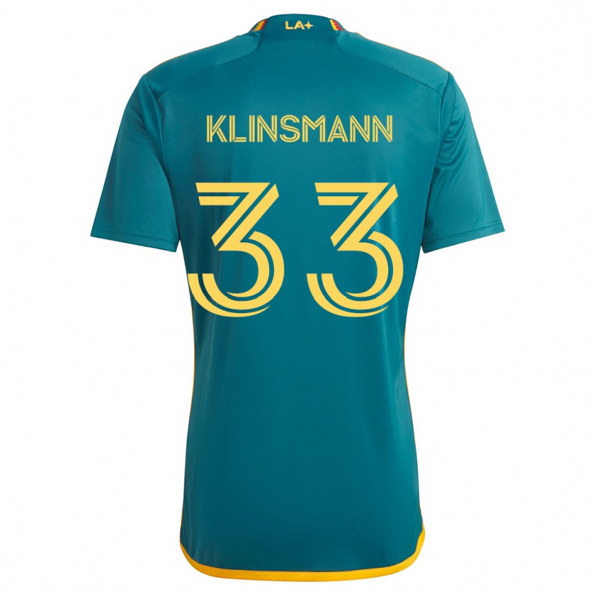 Kids Football Jonathan Klinsmann #33 Green Yellow Away Jersey 2024/25 T-Shirt Australia