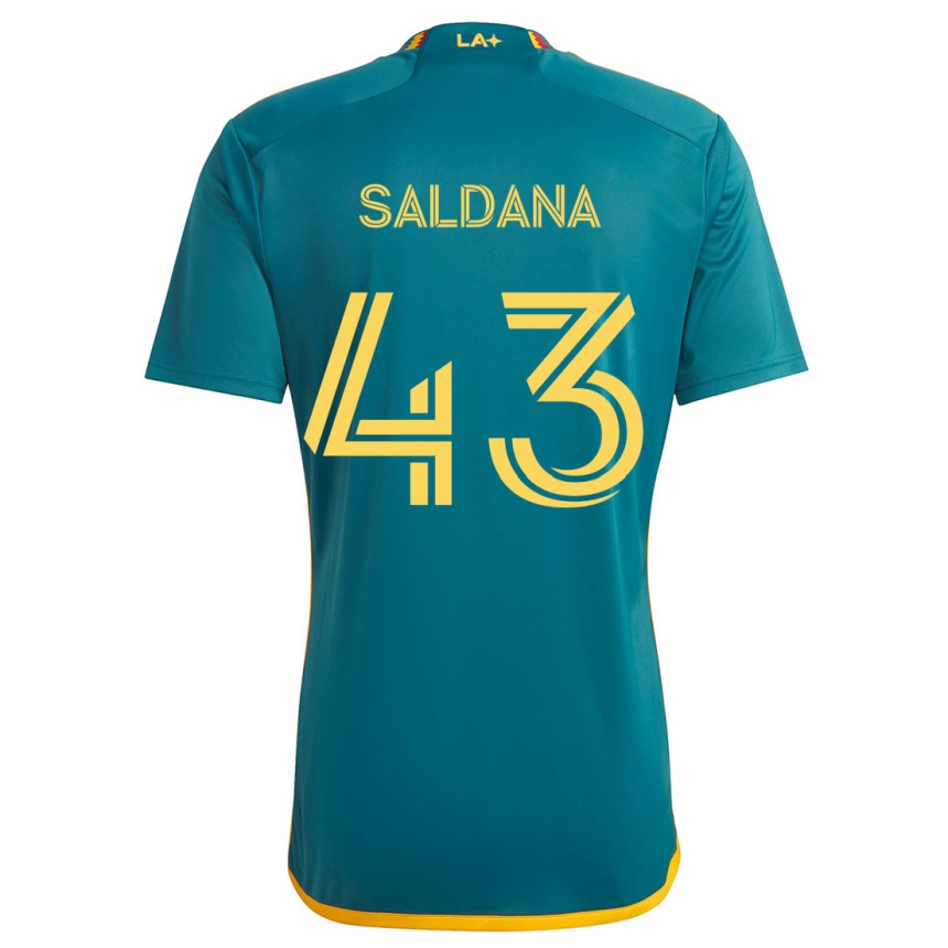 Kids Football Adam Saldaña #43 Green Yellow Away Jersey 2024/25 T-Shirt Australia