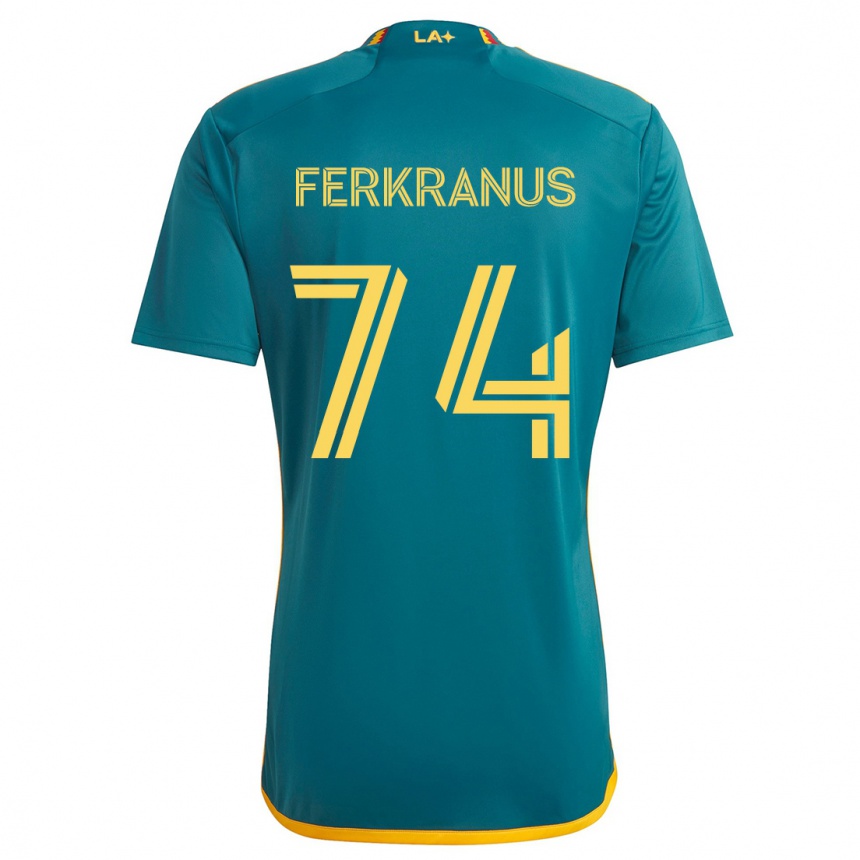 Kids Football Marcus Ferkranus #74 Green Yellow Away Jersey 2024/25 T-Shirt Australia