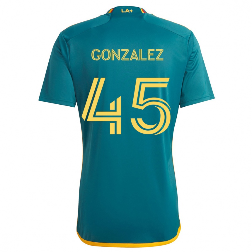 Kids Football Adrián González #45 Green Yellow Away Jersey 2024/25 T-Shirt Australia