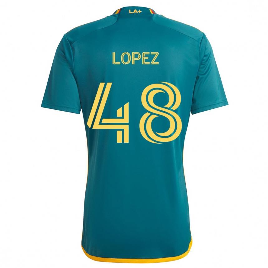 Kids Football Diego López #48 Green Yellow Away Jersey 2024/25 T-Shirt Australia