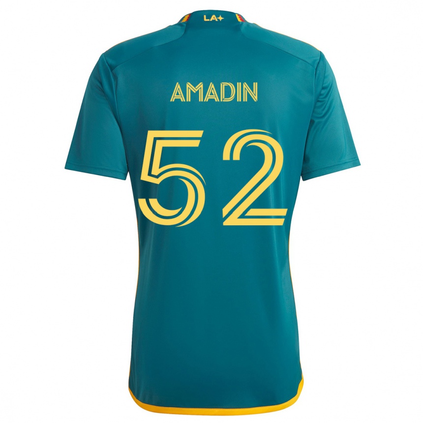 Kids Football Elijah Amadin #52 Green Yellow Away Jersey 2024/25 T-Shirt Australia