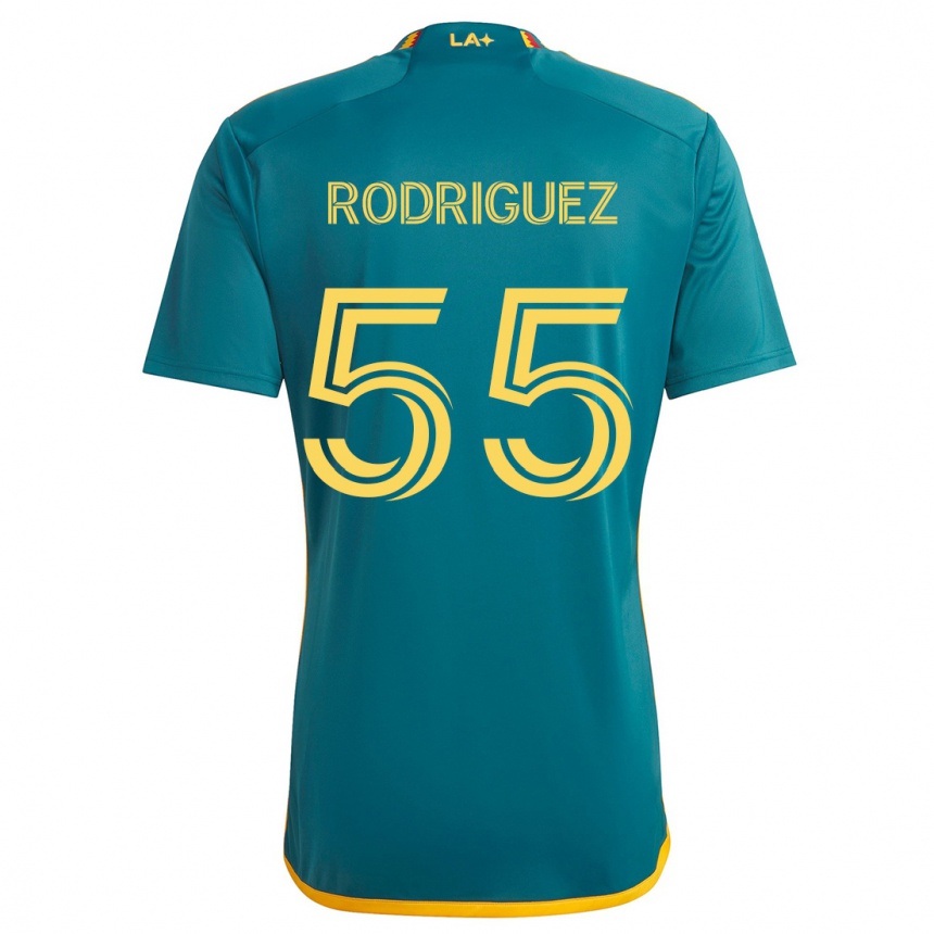 Kids Football Diego Rodriguez #55 Green Yellow Away Jersey 2024/25 T-Shirt Australia