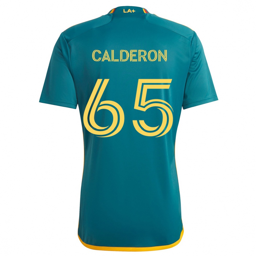 Kids Football Juan Calderón #65 Green Yellow Away Jersey 2024/25 T-Shirt Australia