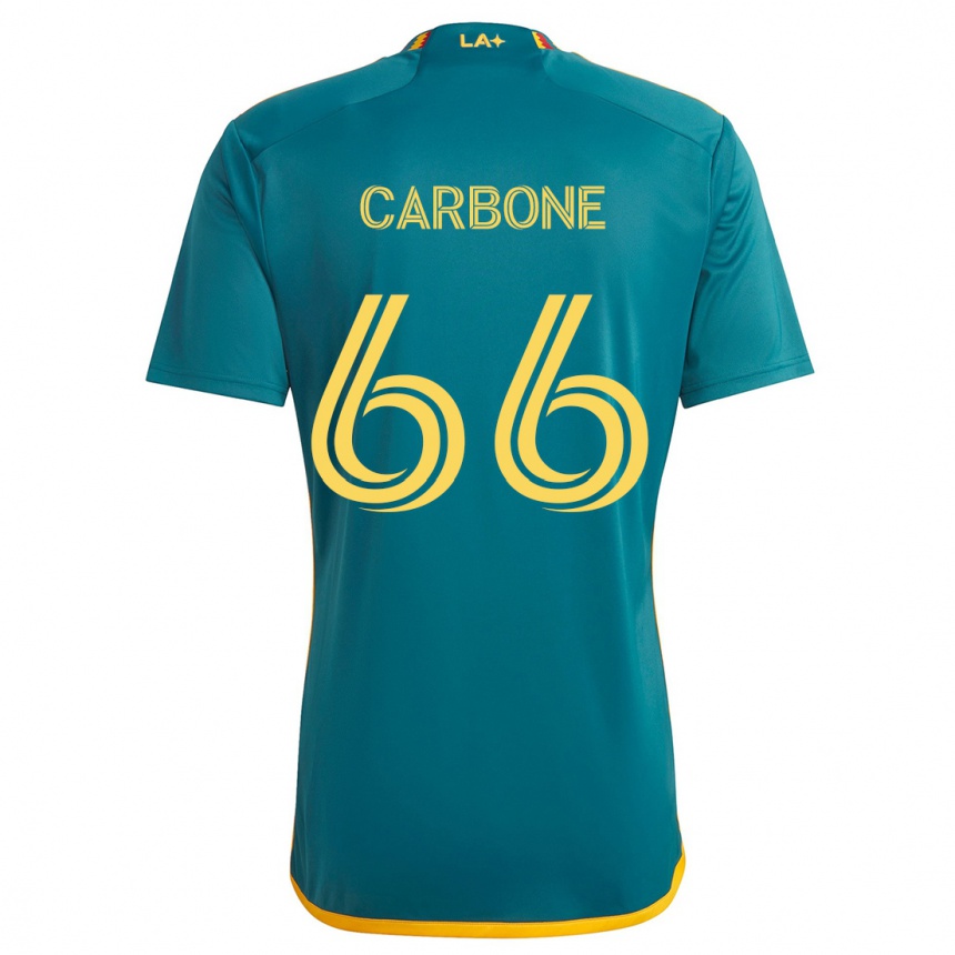 Kids Football Matteo Carbone #66 Green Yellow Away Jersey 2024/25 T-Shirt Australia