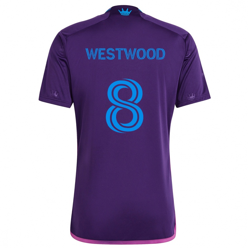 Kids Football Ashley Westwood #8 Purple Blue Away Jersey 2024/25 T-Shirt Australia