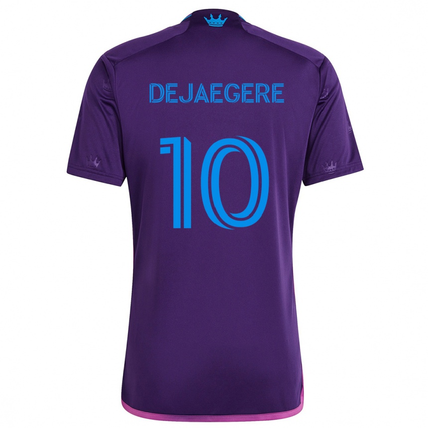 Kids Football Brecht Dejaegere #10 Purple Blue Away Jersey 2024/25 T-Shirt Australia