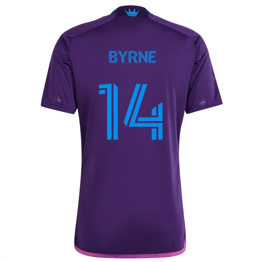 Kids Football Nathan Byrne #14 Purple Blue Away Jersey 2024/25 T-Shirt Australia