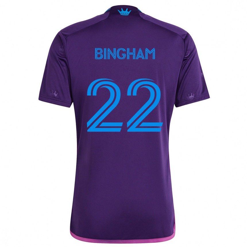 Kids Football David Bingham #22 Purple Blue Away Jersey 2024/25 T-Shirt Australia