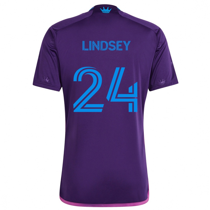 Kids Football Jaylin Lindsey #24 Purple Blue Away Jersey 2024/25 T-Shirt Australia