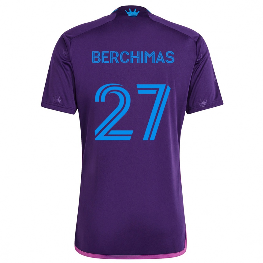 Kids Football Nimfasha Berchimas #27 Purple Blue Away Jersey 2024/25 T-Shirt Australia