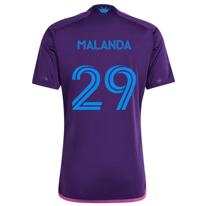 Kids Football Adilson Malanda #29 Purple Blue Away Jersey 2024/25 T-Shirt Australia