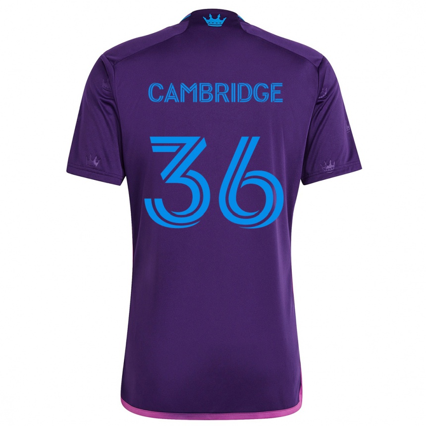 Kids Football Brandon Cambridge #36 Purple Blue Away Jersey 2024/25 T-Shirt Australia