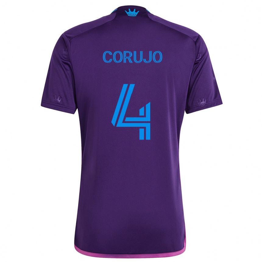 Kids Football Guzmán Corujo #4 Purple Blue Away Jersey 2024/25 T-Shirt Australia