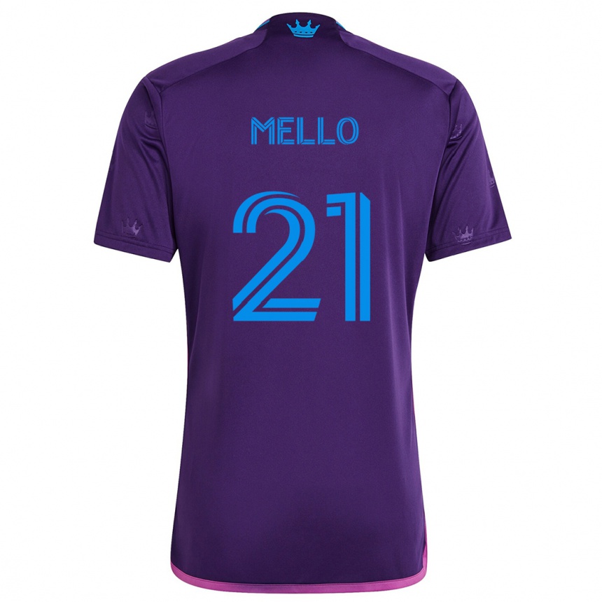 Kids Football Vinicius Mello #21 Purple Blue Away Jersey 2024/25 T-Shirt Australia