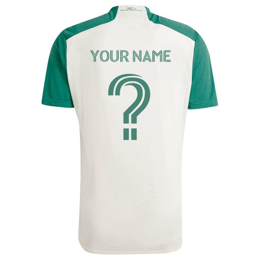 Kids Football Your Name #0 Tan Green Away Jersey 2024/25 T-Shirt Australia