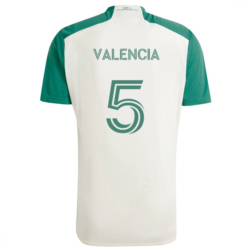 Kids Football Jhojan Valencia #5 Tan Green Away Jersey 2024/25 T-Shirt Australia