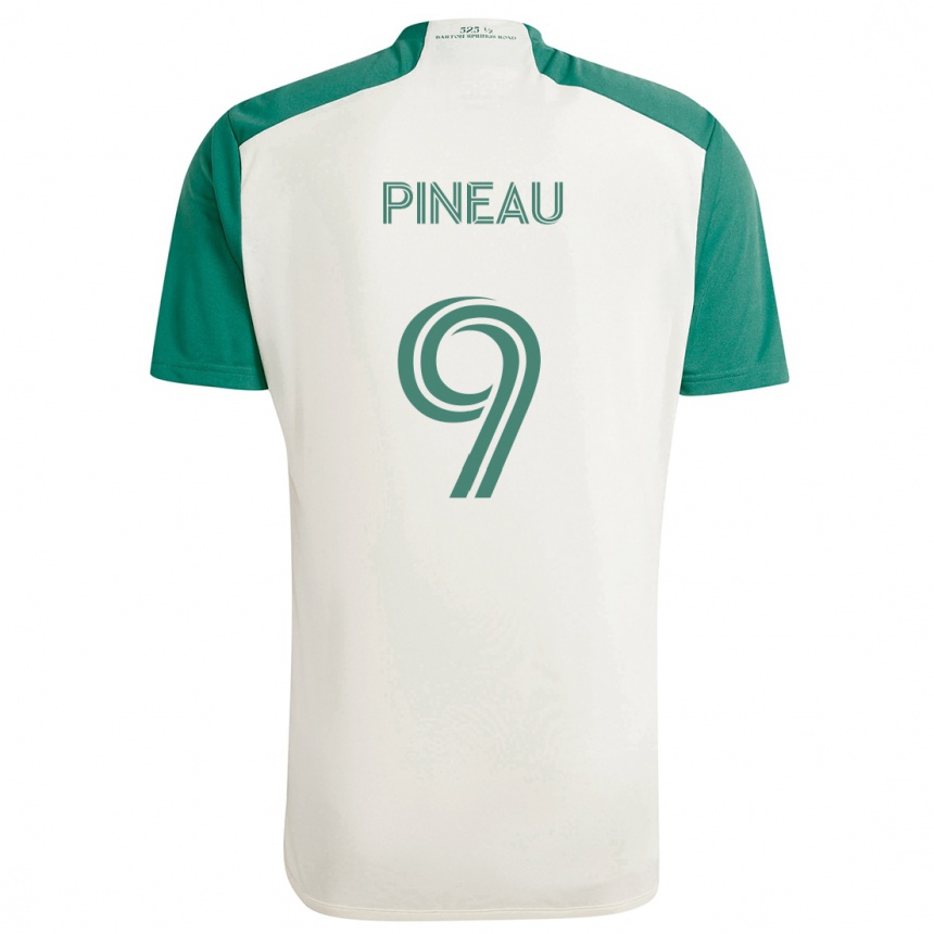 Kids Football Sebastien Pineau #9 Tan Green Away Jersey 2024/25 T-Shirt Australia