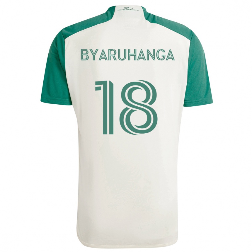 Kids Football Bobosi Byaruhanga #18 Tan Green Away Jersey 2024/25 T-Shirt Australia