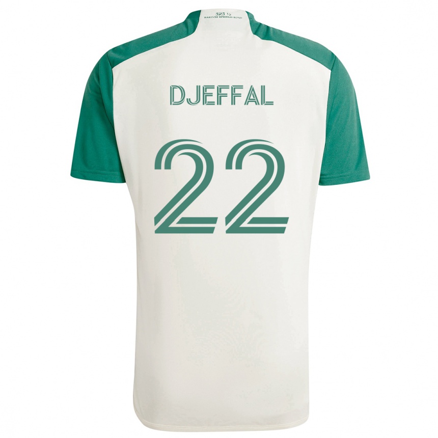 Kids Football Sofiane Djeffal #22 Tan Green Away Jersey 2024/25 T-Shirt Australia