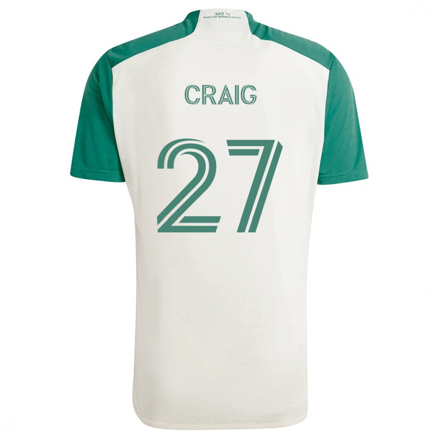 Kids Football Brandan Craig #27 Tan Green Away Jersey 2024/25 T-Shirt Australia