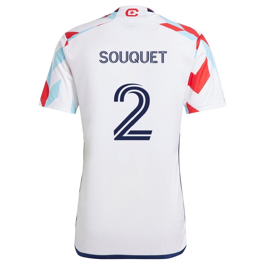 Kids Football Arnaud Souquet #2 White Red Blue Away Jersey 2024/25 T-Shirt Australia