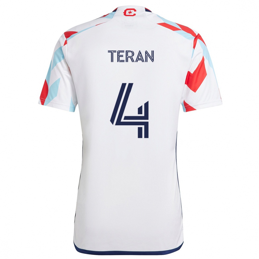 Kids Football Carlos Terán #4 White Red Blue Away Jersey 2024/25 T-Shirt Australia