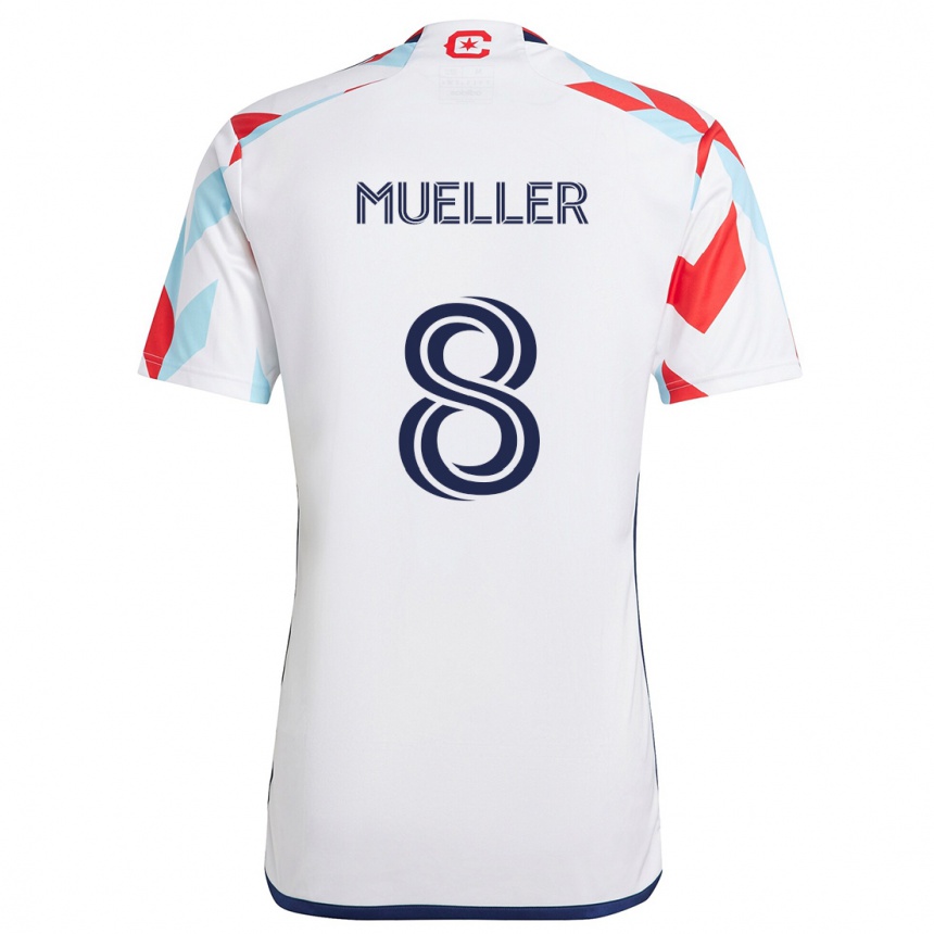 Kids Football Chris Mueller #8 White Red Blue Away Jersey 2024/25 T-Shirt Australia