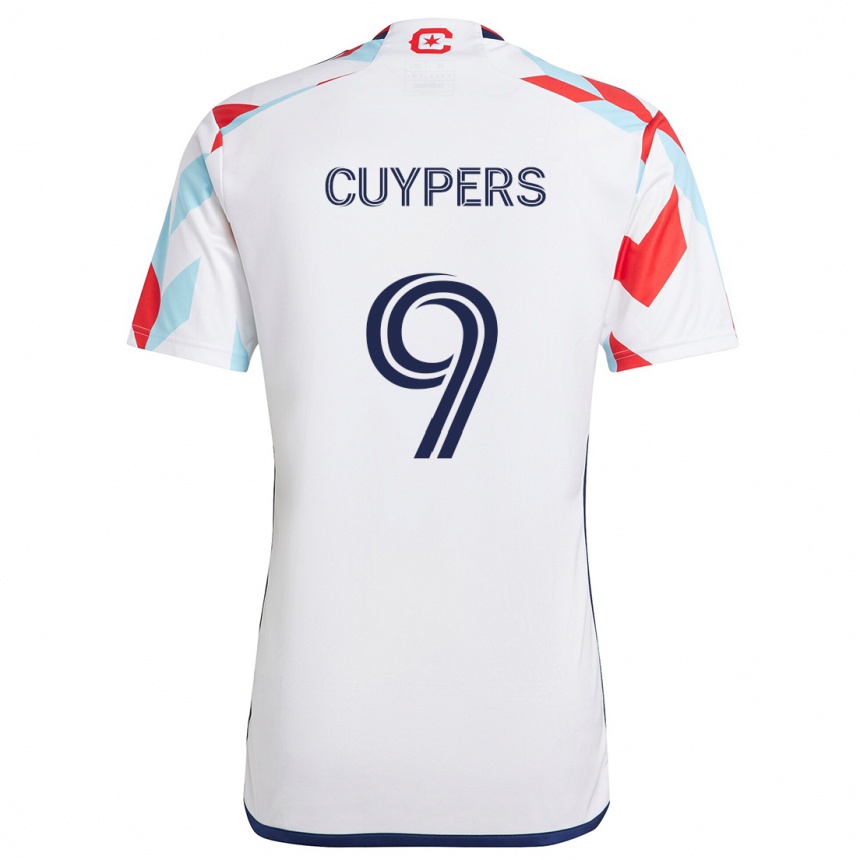 Kids Football Hugo Cuypers #9 White Red Blue Away Jersey 2024/25 T-Shirt Australia