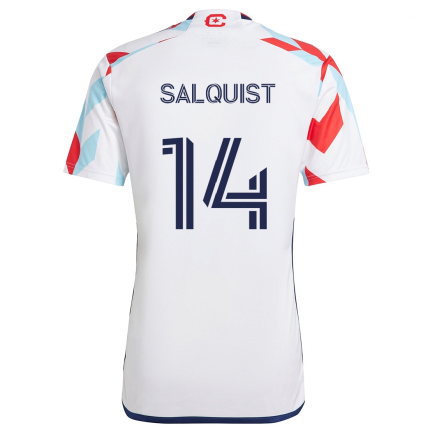 Kids Football Tobias Salquist #14 White Red Blue Away Jersey 2024/25 T-Shirt Australia