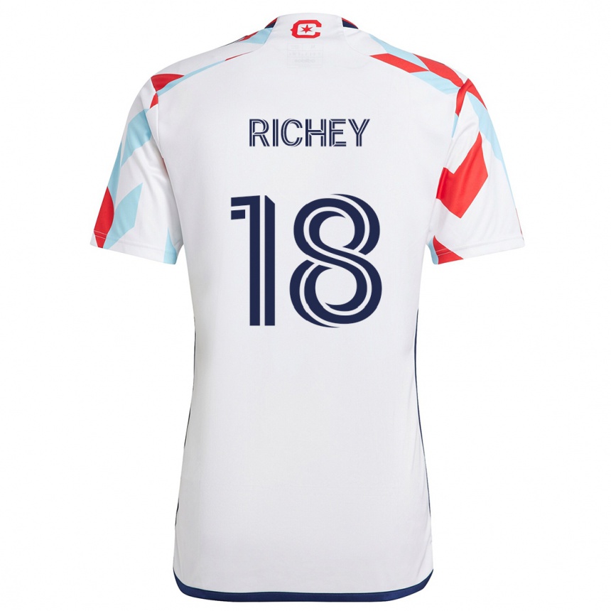 Kids Football Spencer Richey #18 White Red Blue Away Jersey 2024/25 T-Shirt Australia