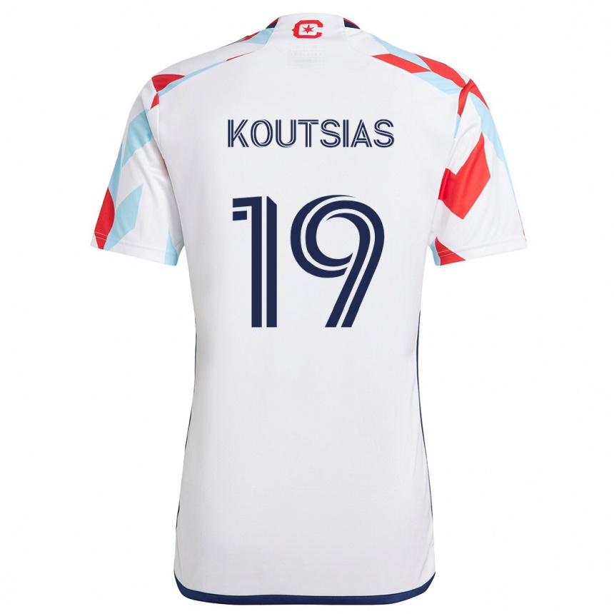 Kids Football Georgios Koutsias #19 White Red Blue Away Jersey 2024/25 T-Shirt Australia