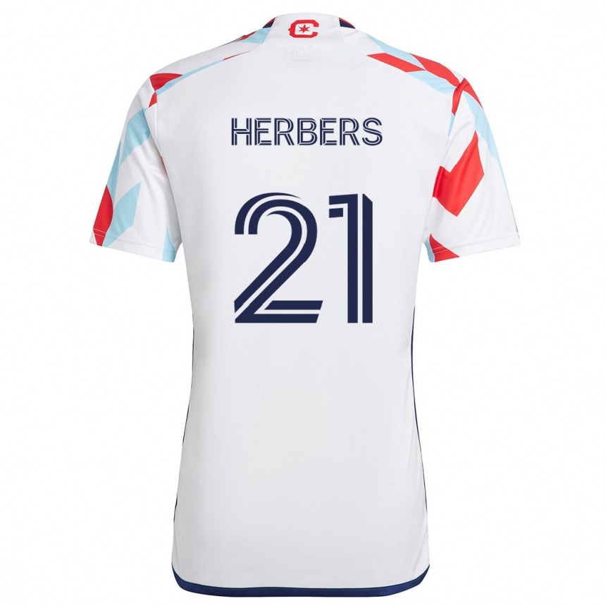 Kids Football Fabian Herbers #21 White Red Blue Away Jersey 2024/25 T-Shirt Australia